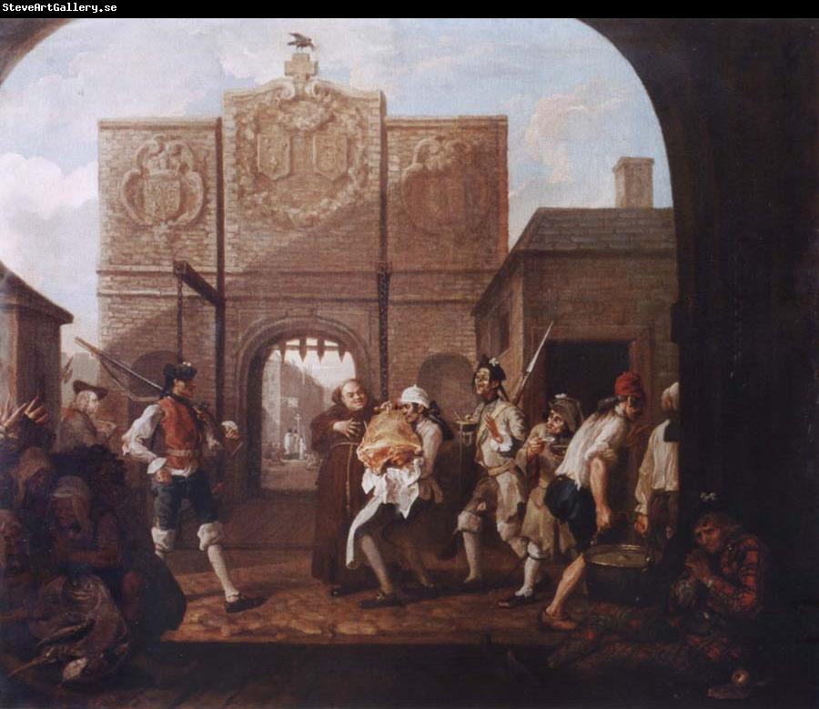 William Hogarth At the city gate of Calais